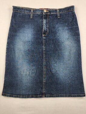 Vintage Picasso Style Womens M Denim Skirt Stone Wash 90s Y2K Streetwear Classic